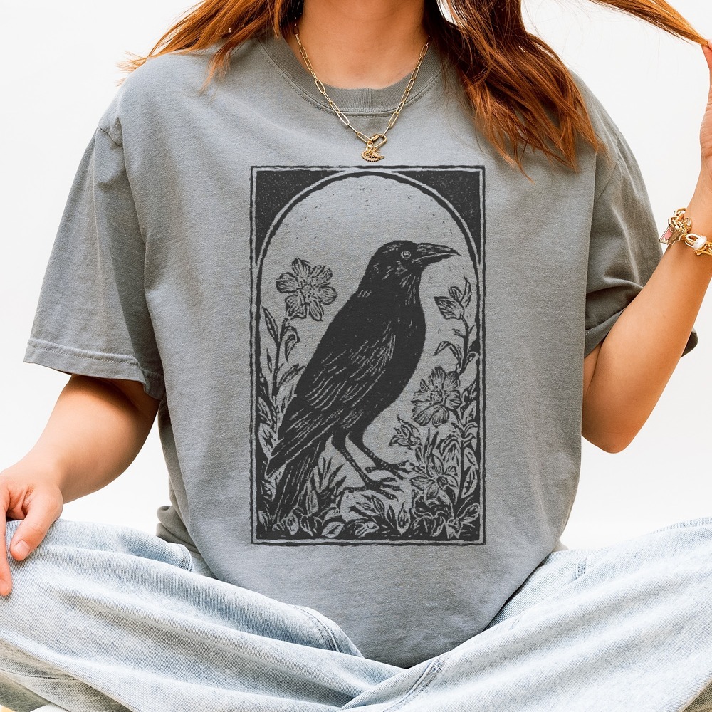 Moon and Stars Boho Tee Vintage Style Bird